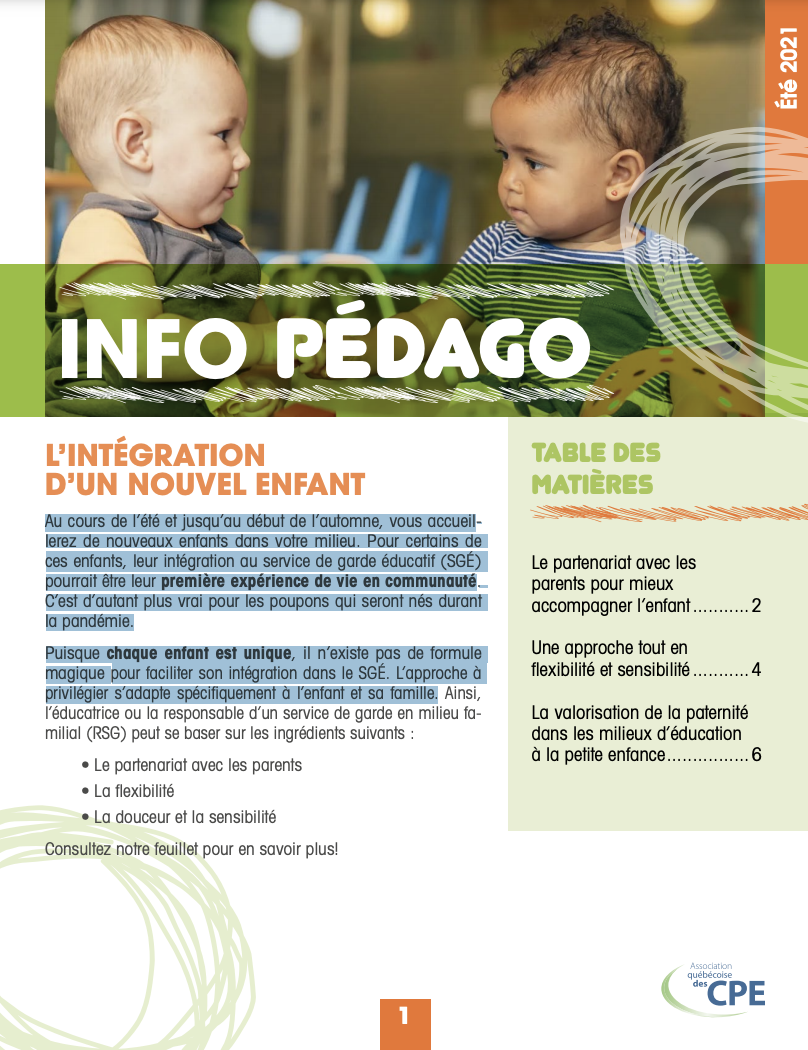 page couverture info pédago deux bébés